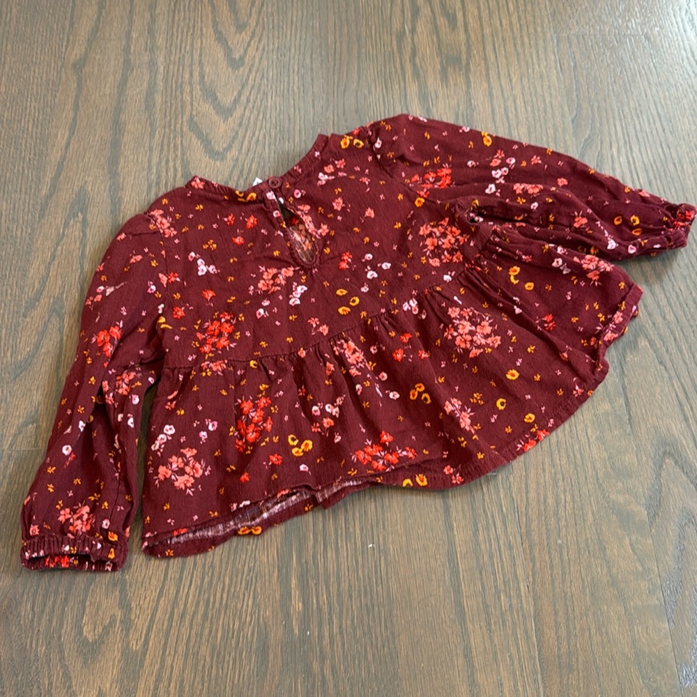 Old Navy Baby Girl Burgundy Floral Top & Bloomers Matching Set 6–12M - Picture 6 of 7